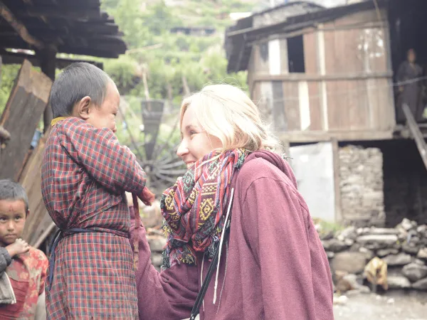 Trekkers With Locals In Gatlang